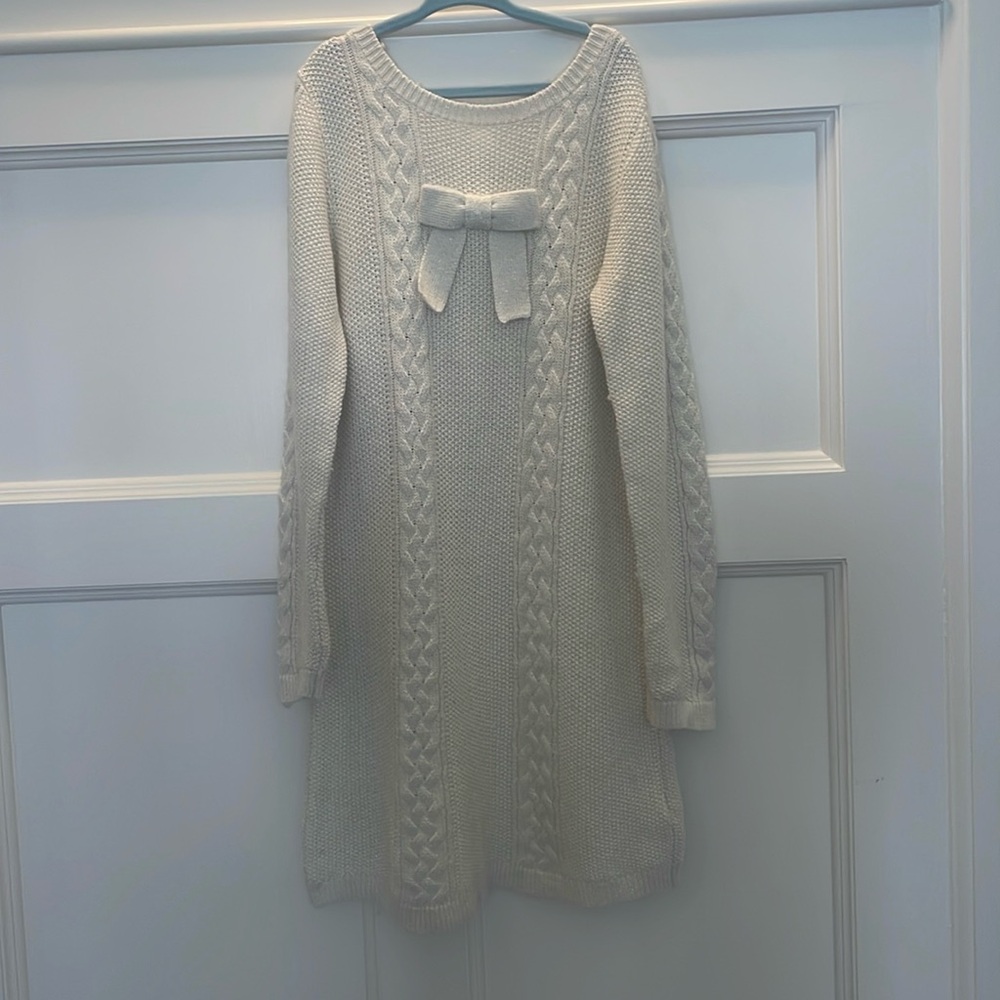Cute off-white sweater dress. Size 8 Jacadi.